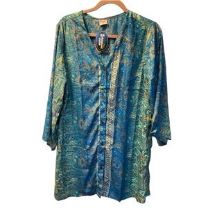 🍒  NWT Shoreline Wear Floral Printed Button-Down Shirt Size 2XL